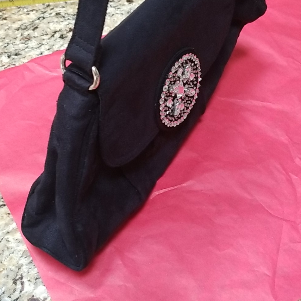 Victoria Secret Black Velvet Sparkle Accent Purse - Picture 8 of 9